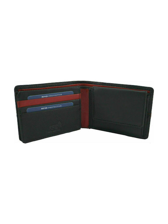 Portofel de piele pentru bărbați KION SR-215-RFID BLACK RED BLACK BLACK BLACK