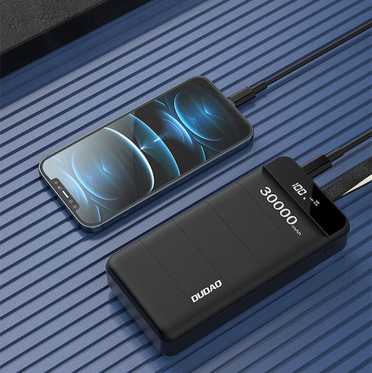 Dudao K8+s Power Bank 30000mAh cu 3 Porturi USB-A Negru