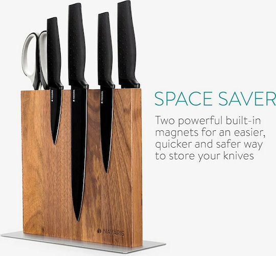 Navaris Double Sided Wooden Magnetic Knife Holder Магнитен Стойка за ножове Дърво