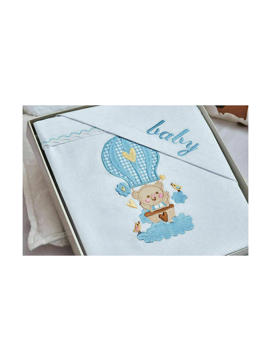 Cokitex Ballon Baby Sheets Set Crib Cotton White 120x160cm 3pcs