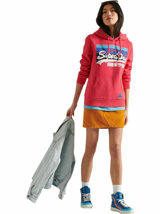 Superdry Cali Women's Long Hooded Sweatshirt Fuchsia