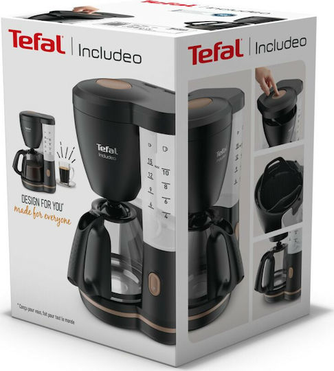 Tefal Includeo CM5338 Καφετιέρα Φίλτρου 1000W Black