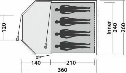 Easy Camp Blazar 400 Camping Tent Tunnel Khaki 3 Seasons For 4 People 360x260x180cm
