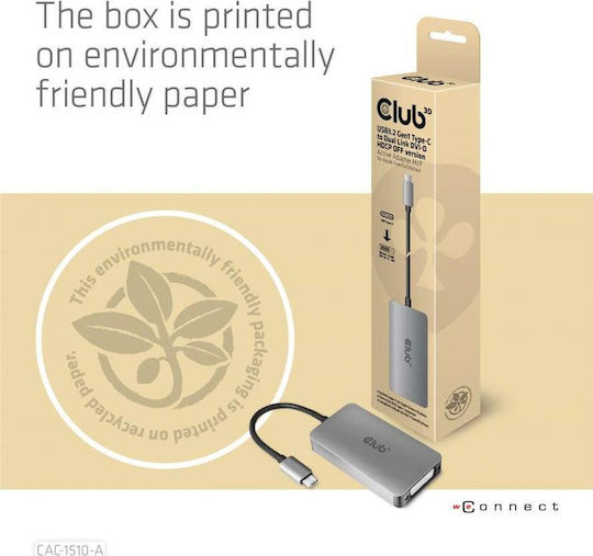 Club3D Μετατροπέας USB-C male σε DVI-D female Ασημί 1τμχ CAC-1510-A