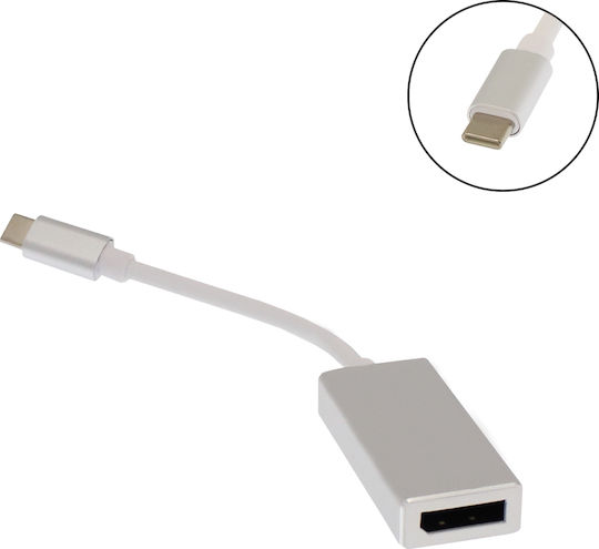 Ancus Convertor USB-C masculin în DisplayPort feminin Argintiu 1buc 21542