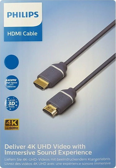 Philips HDMI 2.0 Premium High Speed 4K 60Hz HDR Kabel HDMI-Stecker - HDMI-Stecker 3m Grau