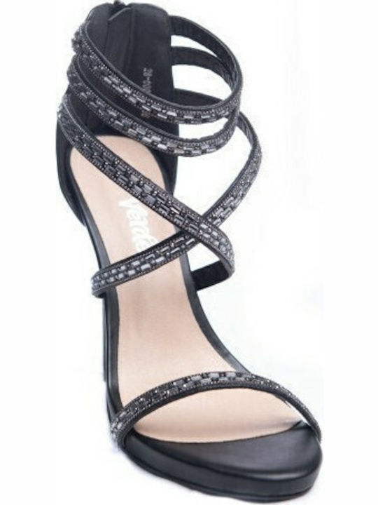 Sandalen mit Strass Schwarz