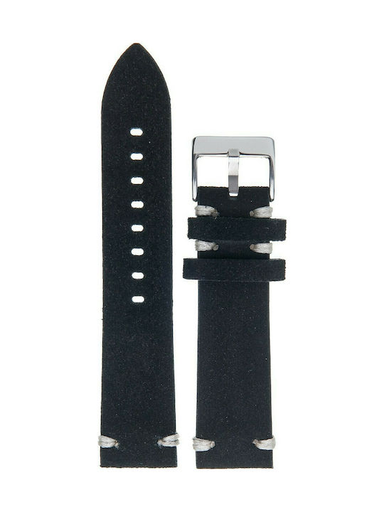 Diloy Straps Δερμάτινο Λουράκι Μαύρο 22mm