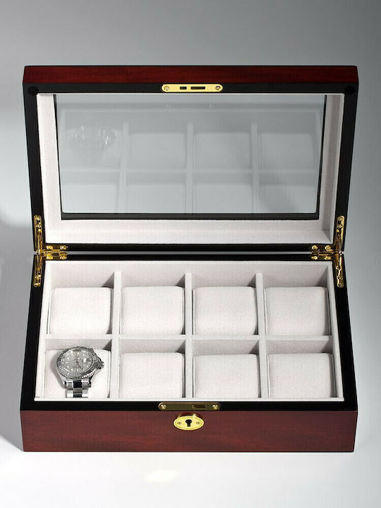 Rothenschild Wooden Case with transparent lid for 8 watches in Brown color RS-2105-8C