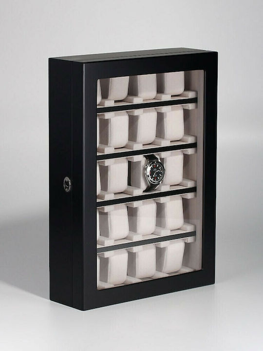 Rothenschild Wooden Case with transparent lid for 20 watches in Black color RS-1100-20BL