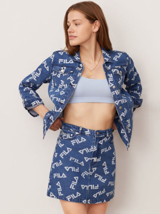 Mia Denim Cu talie înaltă Midi Fustă Albastru
