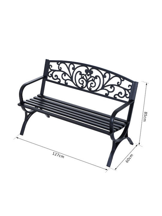 Bench Outdoor Metal Black 127x60x85cm