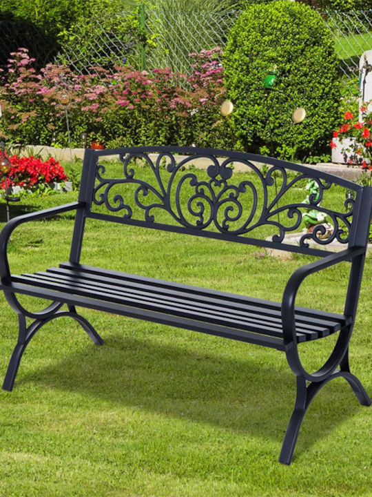 Bancă Exterior Metalic Negru 127x60x85cm