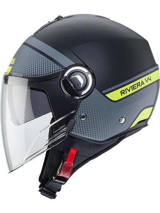 Caberg Riviera V4 Elite 70 Black Matt/Antracite/Yellow Motorradhelm Jet CAB000KRA527