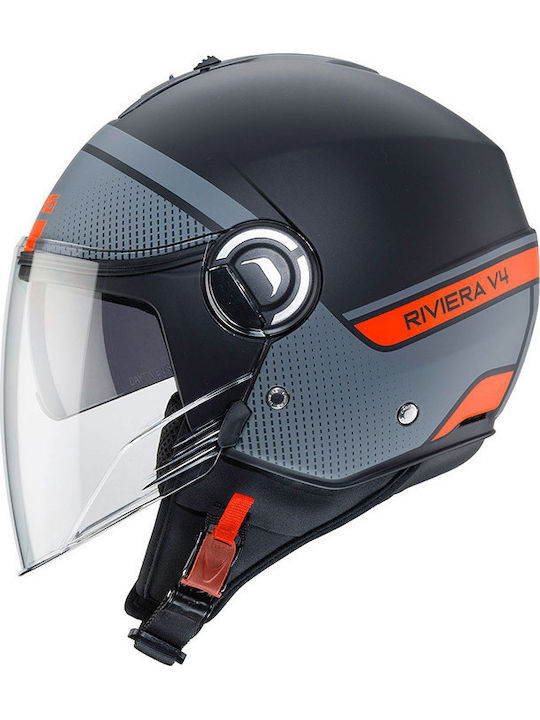 Caberg Riviera V4 Elite 70 Black Matt/Antracite/Orange Motorradhelm Jet CAB000KRA520