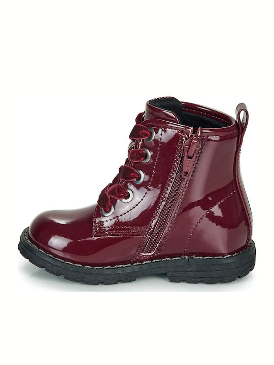 Colles Leather Kids Boots with Laces Burgundy