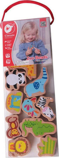 Classic World Παιχνίδι με Κορδόνια Zoo Beads από Ξύλο για 12+ Μηνών