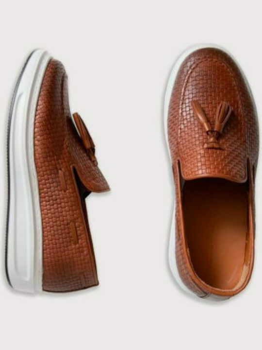 2916 Leder Herren Mokassins in Tabac Braun Farbe