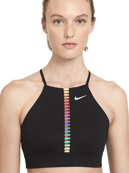 Dri-Fit Indy Rainbow Ladder Γυναικείο Αθλητικό Μπουστάκι Μαύρο με Αφαιρούμενη Ενίσχυση