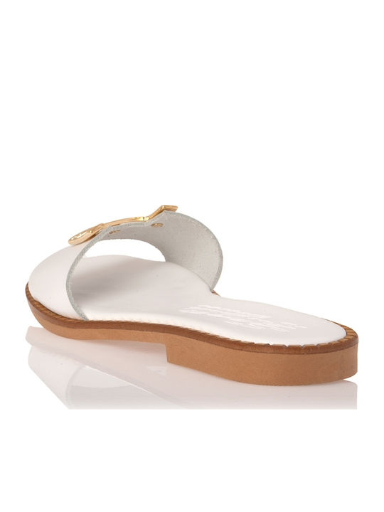 Sante Leather Women's Flat Sandals in White Color