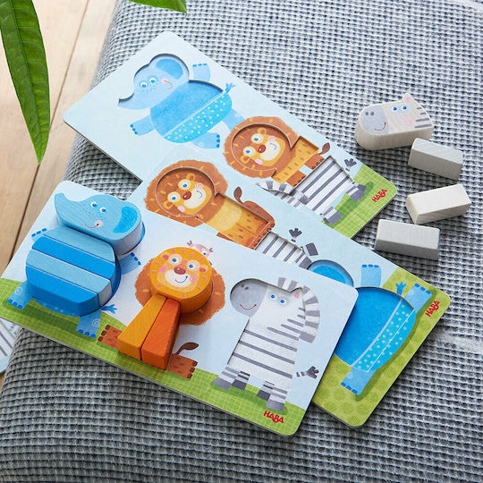 Ξύλινο Παιδικό Puzzle Σφηνώματα Animals In The Wild για 2+ Ετών 12pcs Haba