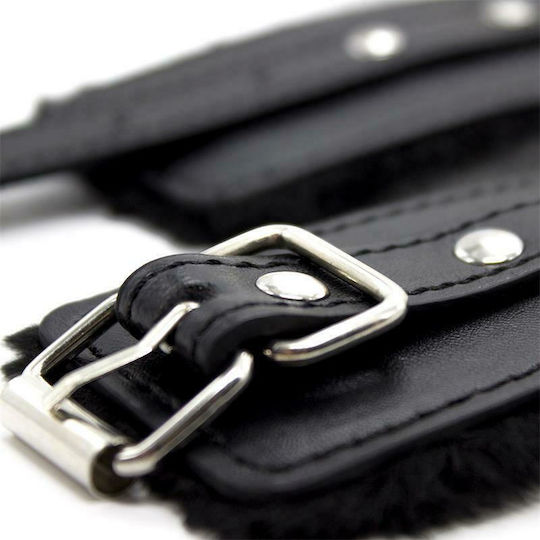 Fetish Addict Fur Lined Adjustable Handcuffs Χειροπέδες σε Μαύρο Χρώμα