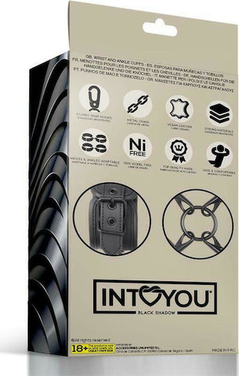 IntoYou Wrist & Ankle Cuffs Set Vegan Leather Σετ για Δέσιμο Άκρων σε Μαύρο Χρώμα