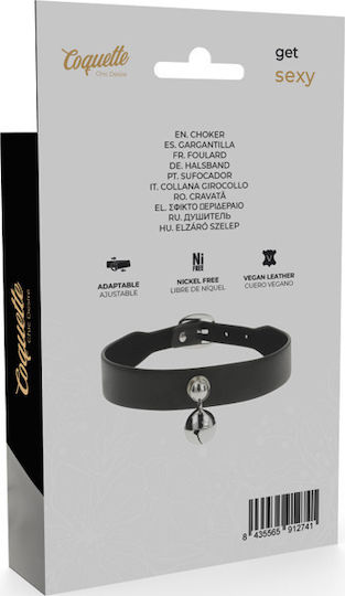 Coquette Hand Crafted Choker with Jingle Bell Κολάρο σε Μαύρο Χρώμα