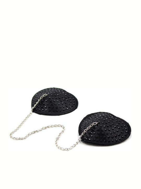 Fetish Addict Nipple Covers with Metal Chain Capace de sfârcuri Negre