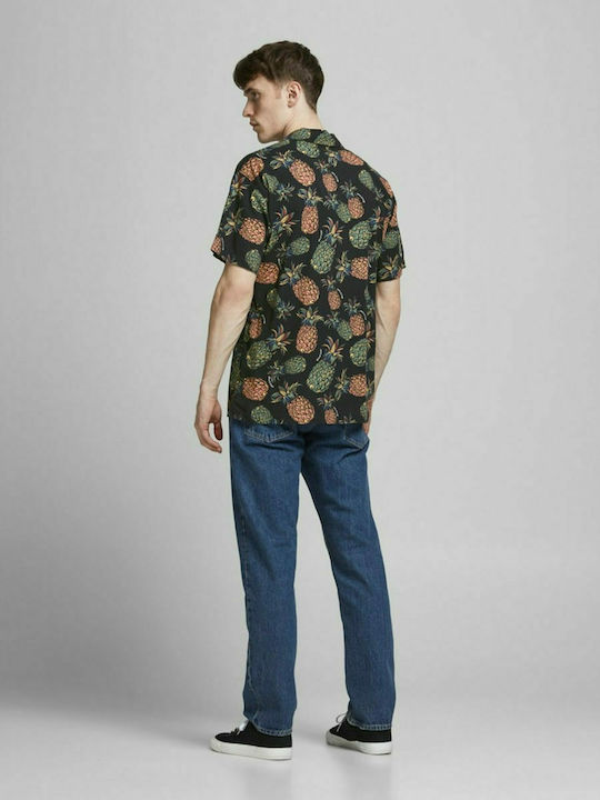 Jack & Jones Men's Shirt Short Sleeve Floral Dark Navy