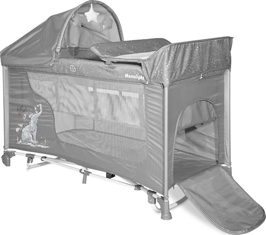 Lorelli Moonlight Rocker Playpen 2 Levels with Changing Table & Mattress Grey Fun 126x70cm