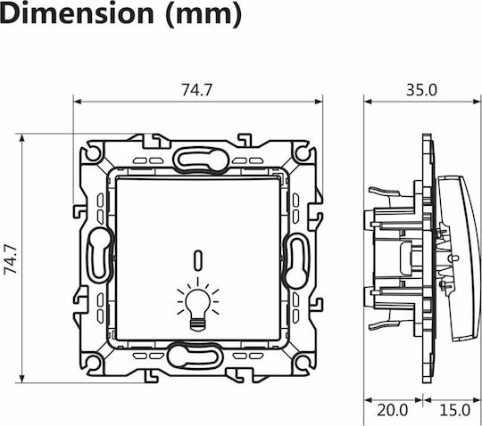 Aca Prime Front Plate Wall Push Staircase Button without Frame Brown 1000112006