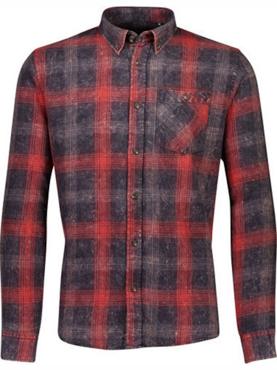 Long-sleeved Cotton Shirt Checked Burgundy