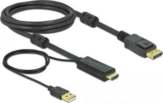 DeLock Cable DisplayPort male - HDMI male 2m Μαύρο (85964)