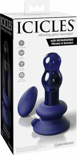 Pipedream Icicles Vibrating Glass Massager Πρωκτικός Δονητής με Δυνατότητα Ασύρματης Λειτουργίας Blue