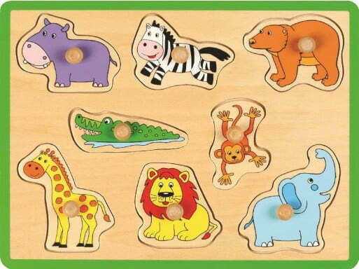 Wooden Kids Puzzle Animals 8pcs (Various Designs) 1pc Joueco