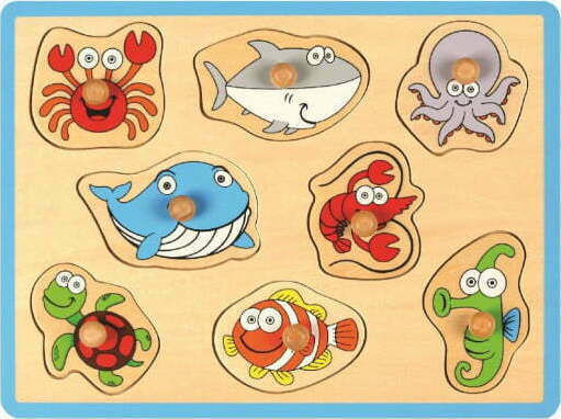 Wooden Kids Puzzle Animals 8pcs (Various Designs) 1pc Joueco