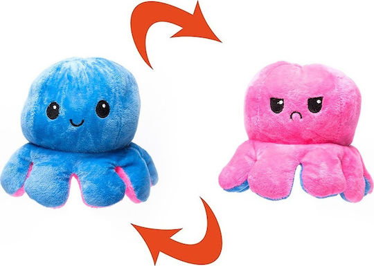 Plush Reversible Octopus Blue/Fuchsia 12 cm