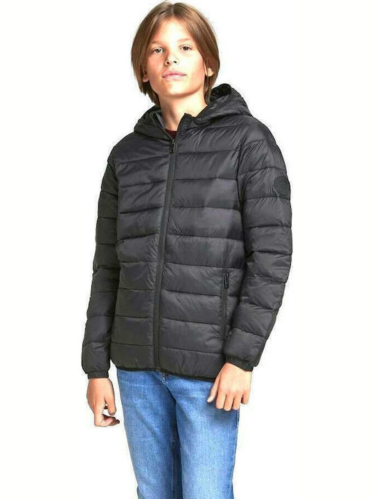 Kids' Quilted Jacket Short with Hood Black