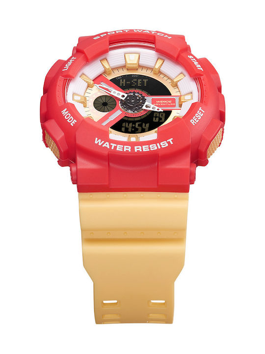 Weide Digital Men's Watch 53mm Battery with Yellow Rubber Strap