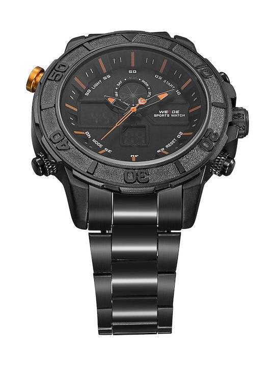 Weide Men's Watch 50mm Battery with Black Metal Bracelet