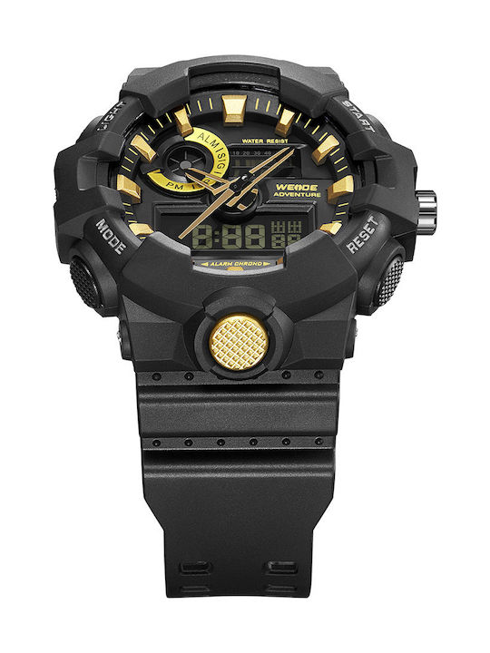 Weide Digital Herrenuhr Chronograph Batterie mit Schwarz Kautschukarmband