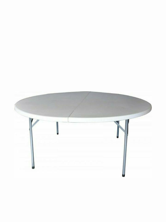 Blow - R Outdoor Dinner Foldable Table with Plastic Surface and Metal Frame White 121x121x72cm