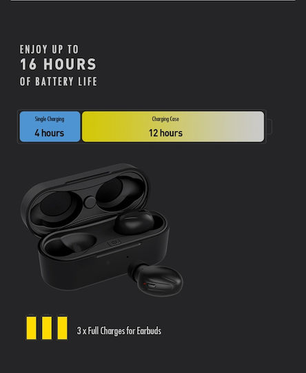 B9 In-ear Bluetooth Handsfree Ακουστικά με Αντοχή στον Ιδρώτα και Θήκη Φόρτισης Μαύρα