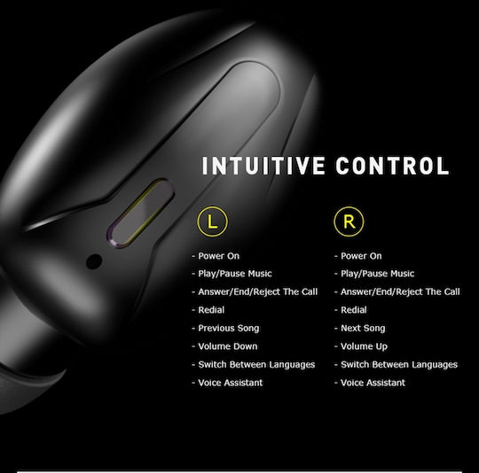 B9 In-ear Bluetooth Handsfree Ακουστικά με Αντοχή στον Ιδρώτα και Θήκη Φόρτισης Μαύρα