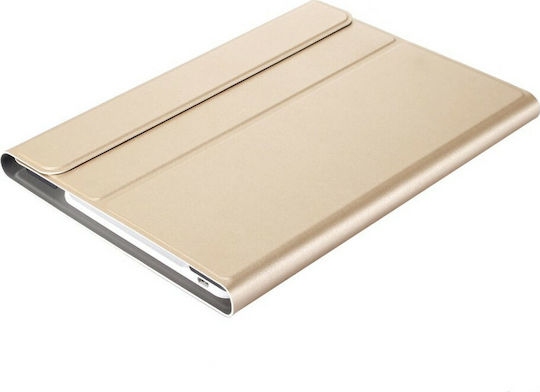 Flip Cover Δερμάτινη με Πληκτρολόγιο στα Αγγλικά US Χρυσή (Galaxy Tab A7 2020/2022)