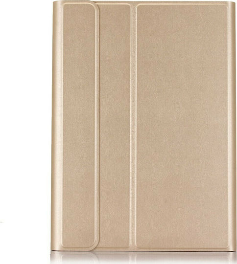 Flip Cover Δερμάτινη με Πληκτρολόγιο στα Αγγλικά US Χρυσή (Galaxy Tab A7 2020/2022)
