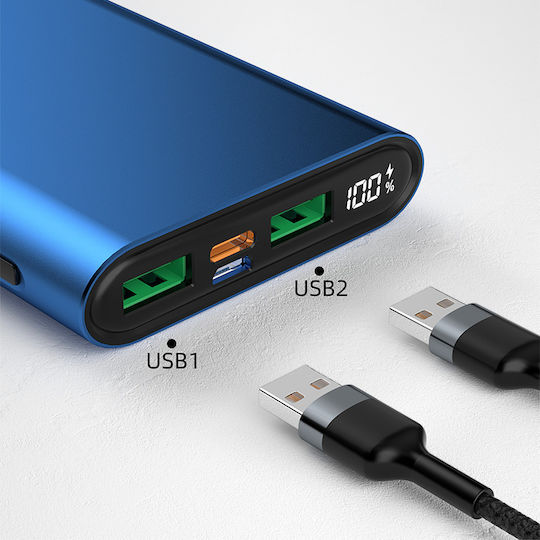 Dudao K14H Baterie Externă 10000mAh 20W Cu Port USB-A și Port USB-C Power Delivery / Încărcare Rapidă Albastră