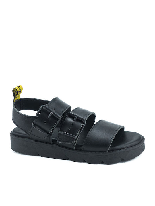 Commanchero Original Leather Women's Flat Sandals Anatomic With a strap In Black Colour