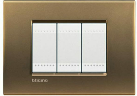 Legrand Bticino Living Light Switch Frame Horizontal Installation 3 Elements in Bronze Color LNA4803BZ
